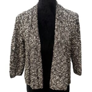 EILEEN FISHER Marled Knit Cardigan Sweater Women XL Made in USA Linen Blend